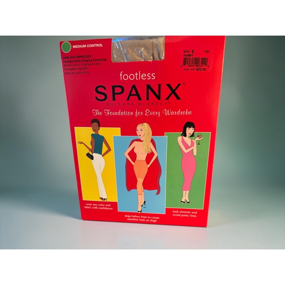 VTG SPANX Footless Body Shaping Pantyhose Medium ControL– Size E – Nude 1 –‎ NIP